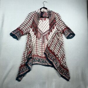 Blue Rain Kimono Womens Medium Open Front Bohemian Festival Gypsy Beach